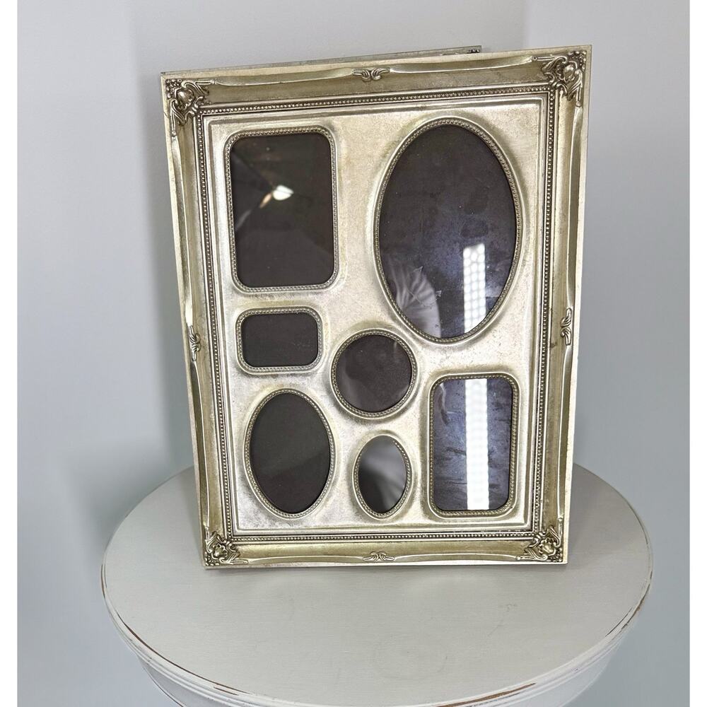 Vintage Silver Leaf Wood Photo Picture frames , set of 2 measuring 13x 15in